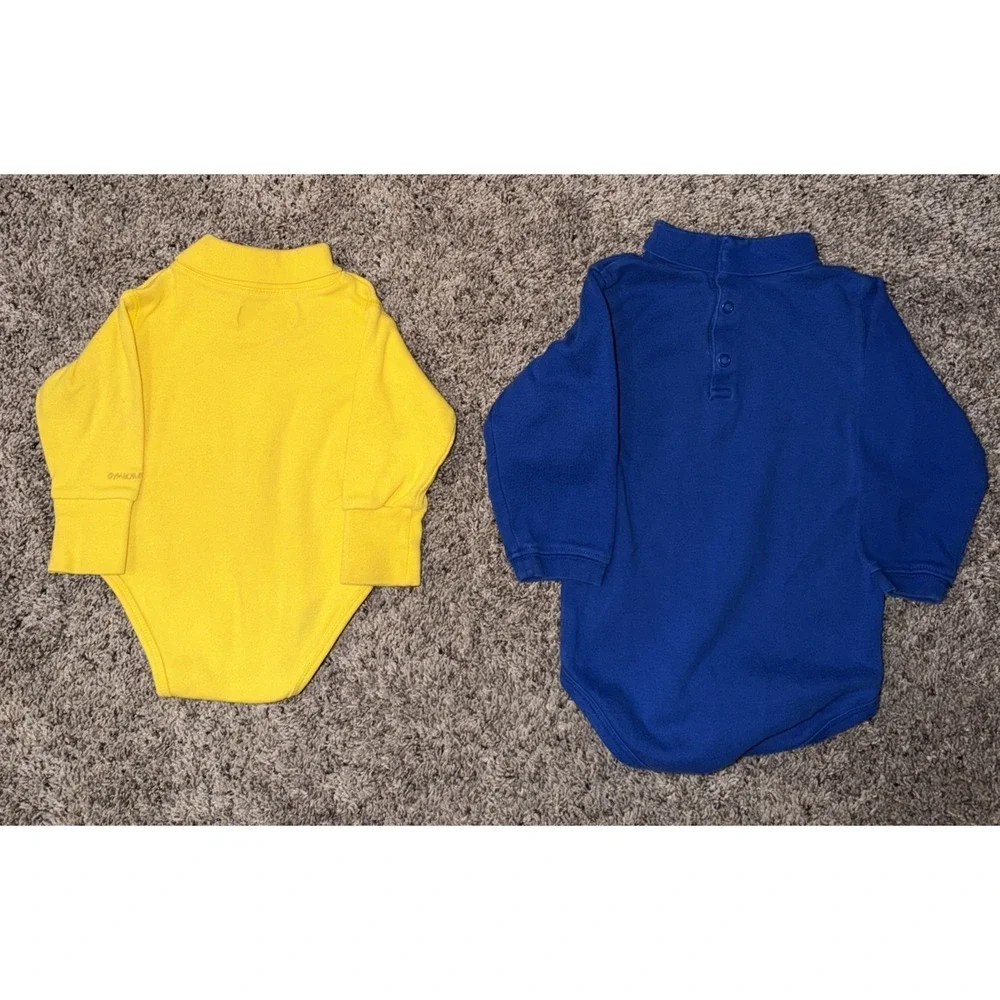 VTG Gymboree Yellow/Blue Long Sleeve Turtleneck Bodysuits Newborn‎ & 24M Kidcore